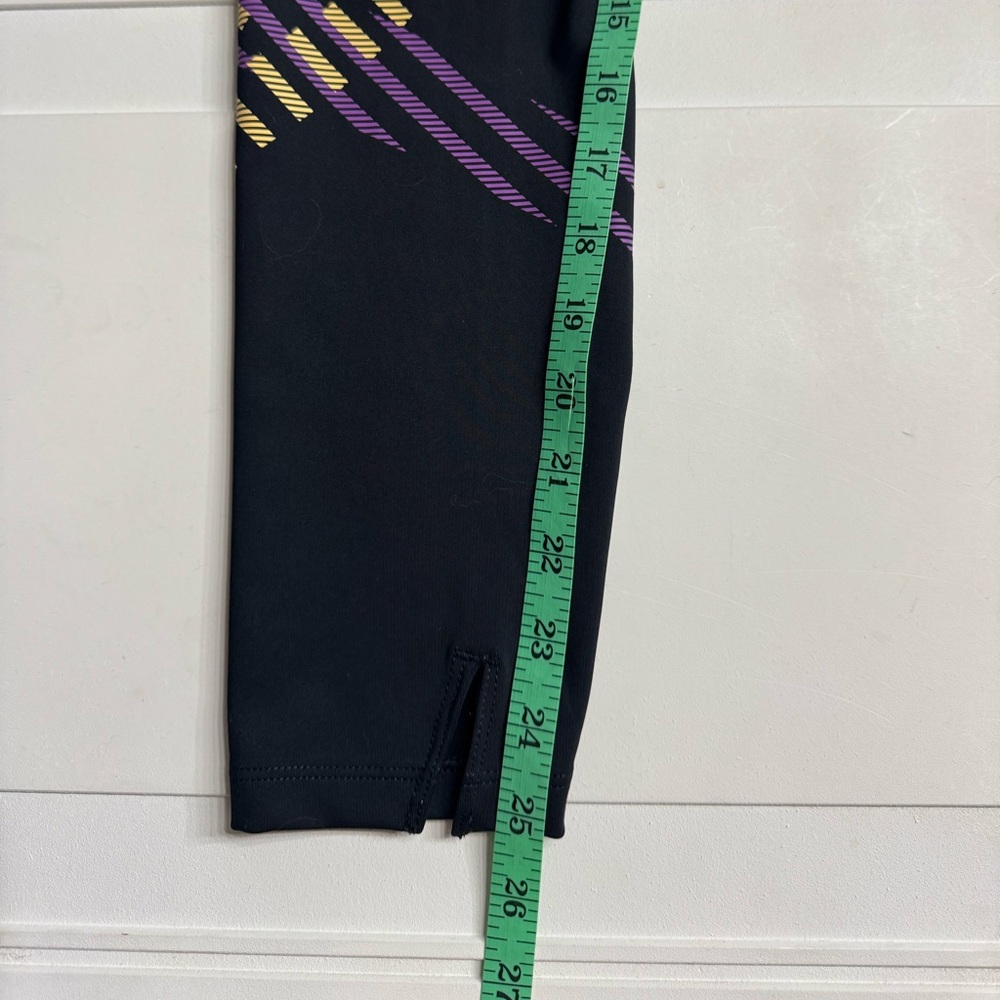 Nike Dri-Fit Ankle Leggings Black Purple Orange Stripes Size Small - Picture 3 of 6